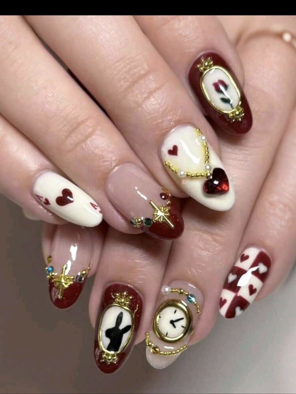 Alice In Wonderland Theme Fake Nails NEW